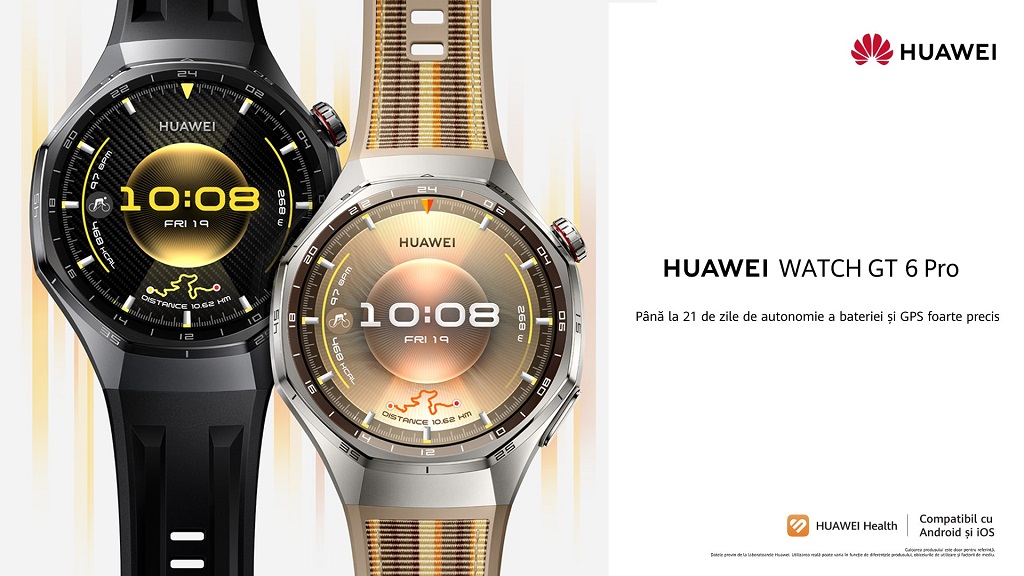 Seria HUAWEI WATCH GT 6, disponibilă în România: O nouă generație de ceasuri sport inteligente. Autonomie impresionantă și funcții avansate pentru activități în aer liber