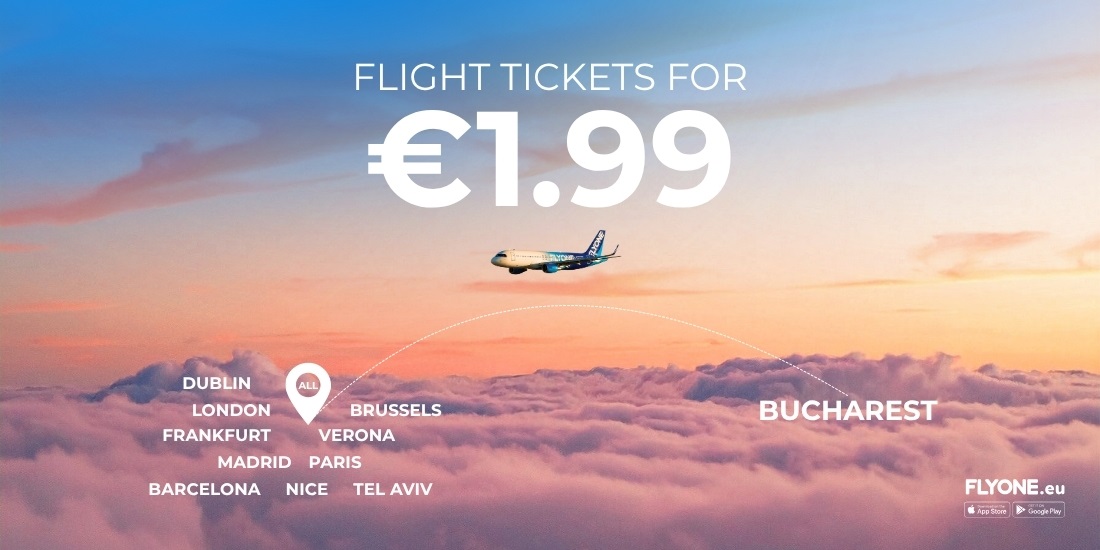 FLYONE lansează campania FLYONE FLASH SALE. O zi în care biletele de avion sunt doar 1,99 €. Pentru orice destinație